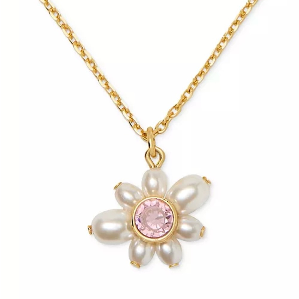 Kate Spade Gold and Pink Flower Pendant Necklace